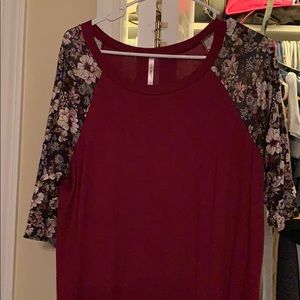 XL Floral long sleeve raglan tee by Cool Melon